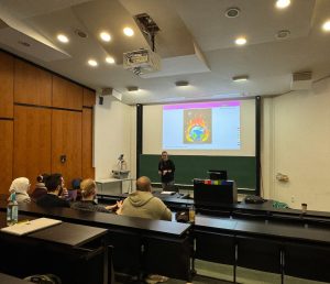 Chapter Member Mirjam Bayer giving talk at event